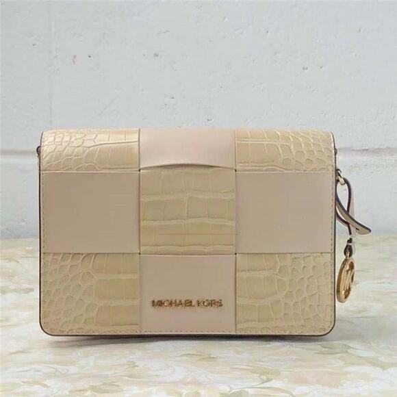 MICHAEL KORS 35T1GM9C1E MERCER SMALL CROCODILE EMBOSSED CROSSBODY IN BUFF - Picture 2 of 7